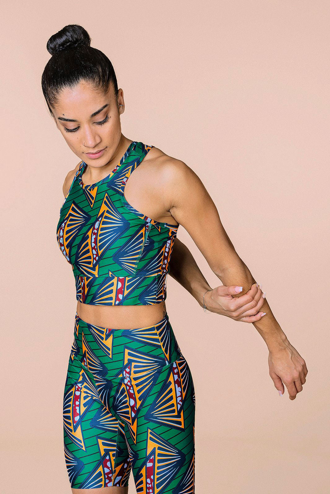 Legging femme de sport et yoga imprimé wax turquoise - Taille Haute –  Massollo