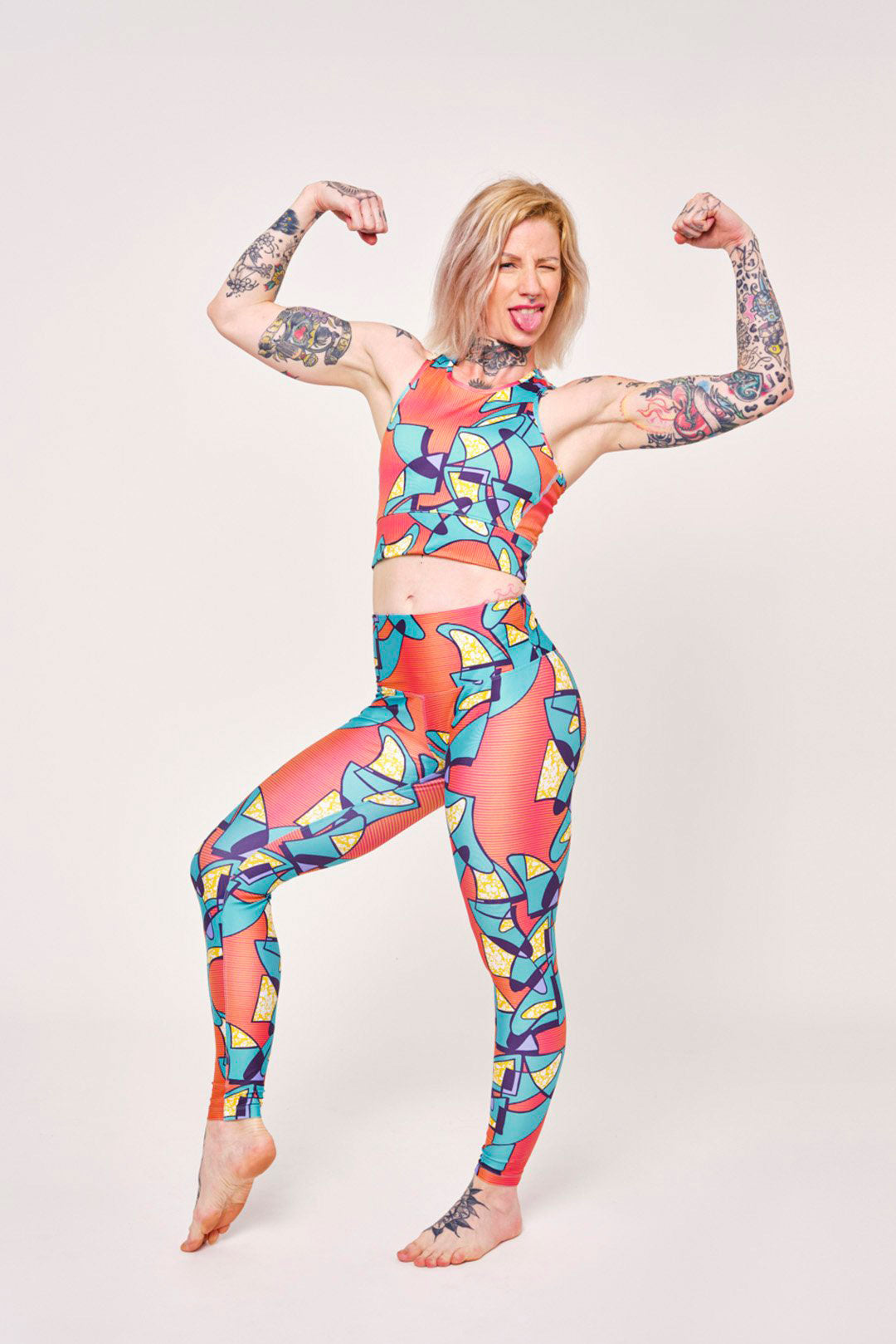 Legging femme de sport et yoga imprimé wax rose - Taille Haute – Massollo