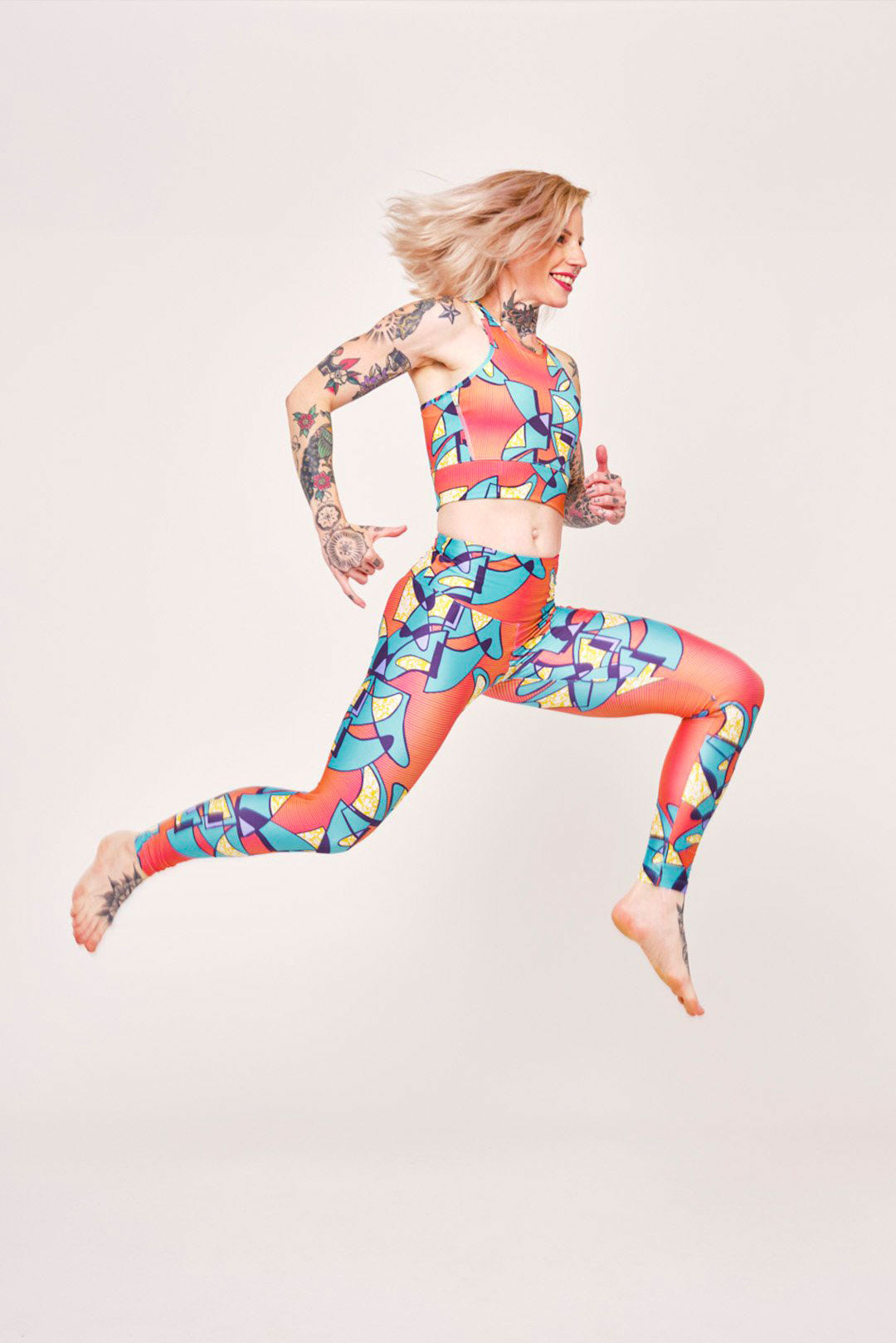 Legging femme de sport et yoga imprimé wax bleu - Taille Haute – Massollo