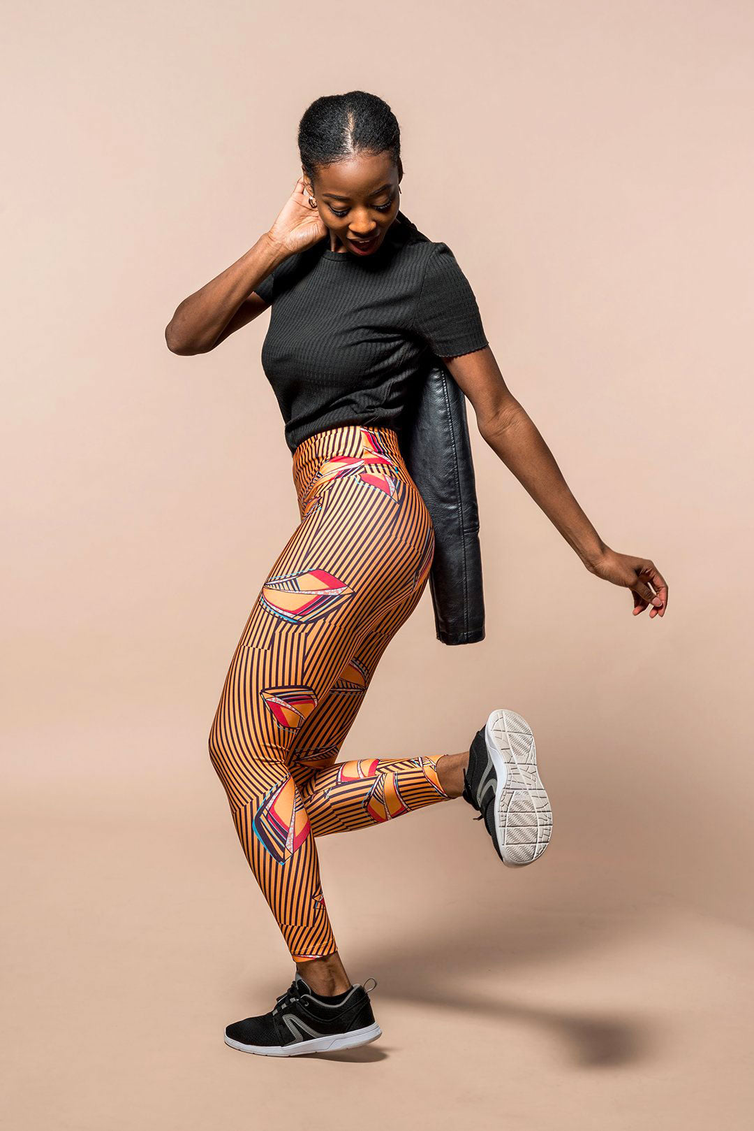 Legging femme de sport et yoga imprimé wax jaune - Taille Haute – Massollo